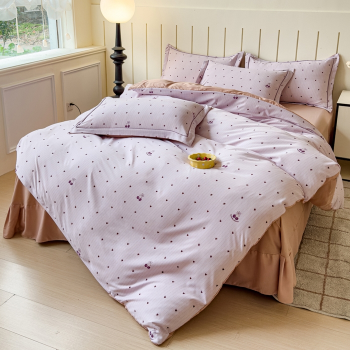 91家纺网 家纺一手货源 找家纺 可思家纺2025新款可思-简单款双层纱套件 小紫心