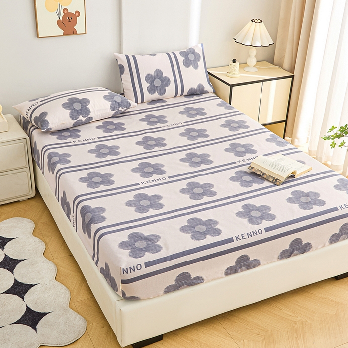 91家纺网 家纺一手货源 找家纺 棉乐町家居  2025新款原棉粗布床笠 水墨花