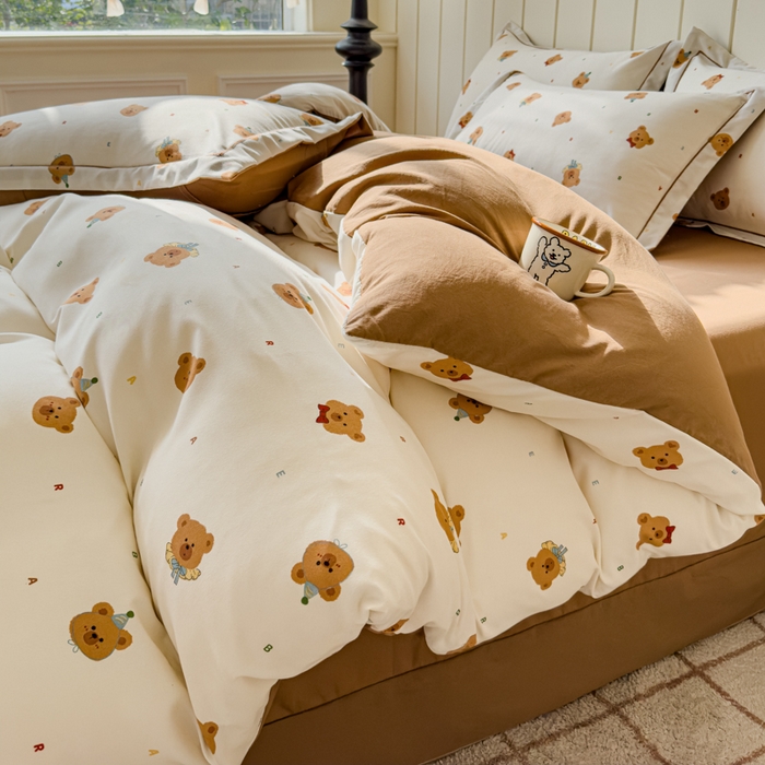 91家纺网 家纺一手货源 找家纺 可思家纺2025新款可思-简单款双层纱套件 迪西熊