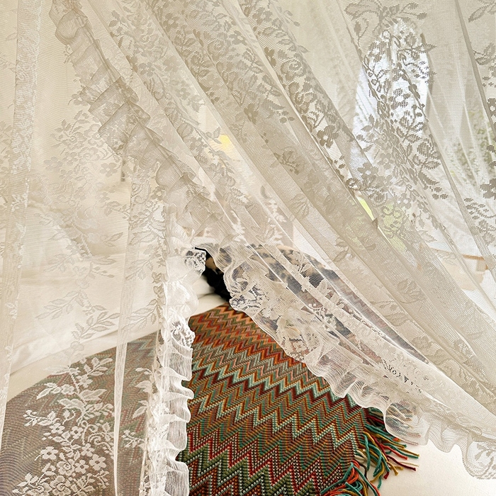 91家纺网 家纺一手货源 找家纺 都市缘蚊帐  2025新款303法式提花蕾丝蚊帐 303玫瑰庄园-奶油白