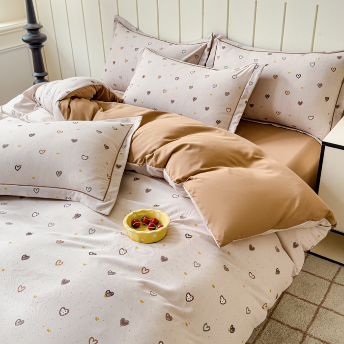 91家纺网 家纺一手货源 找家纺 可思家纺2025新款可思-简单款双层纱套件 多彩爱心