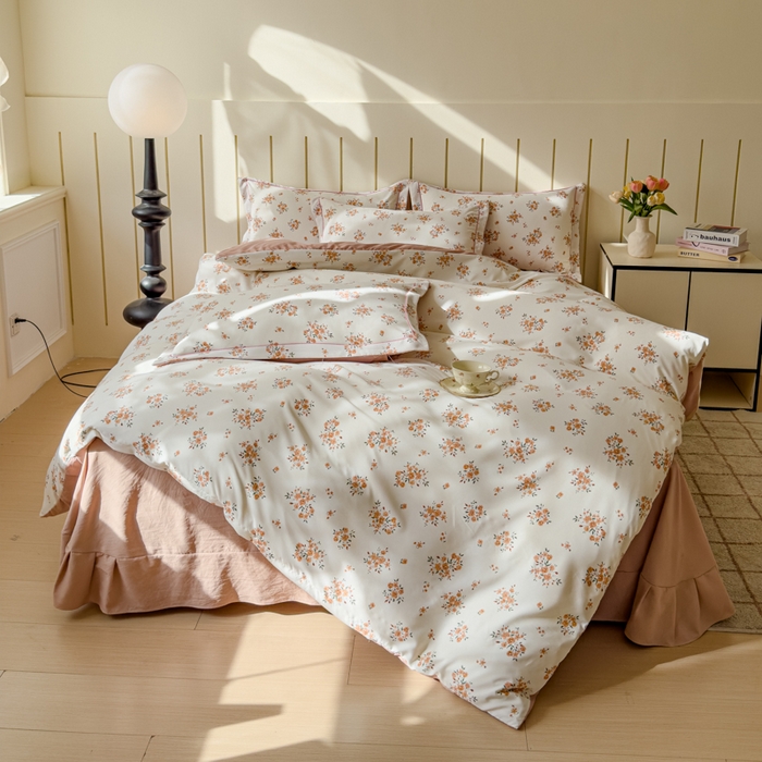 91家纺网 家纺一手货源 找家纺 可思家纺2025新款可思-简单款双层纱套件 陌上花