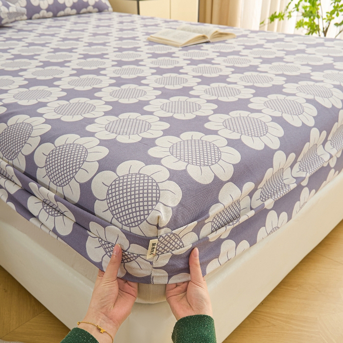 91家纺网 家纺一手货源 找家纺 棉乐町家居  2025新款原棉粗布床笠 太阳花