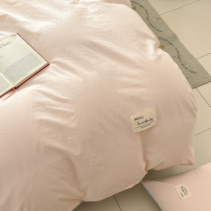 91家纺网 家纺一手货源 找家纺 寐居家纺 2025新款色织水洗棉套件 奶油玉+星空蓝