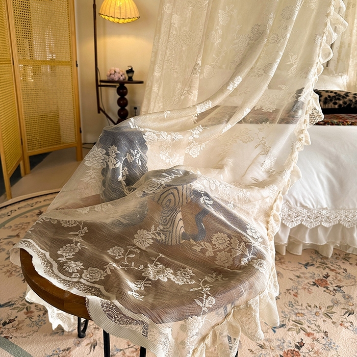 91家纺网 家纺一手货源 找家纺 都市缘蚊帐  2025新款303法式提花蕾丝蚊帐 303可可庄园-奶油杏