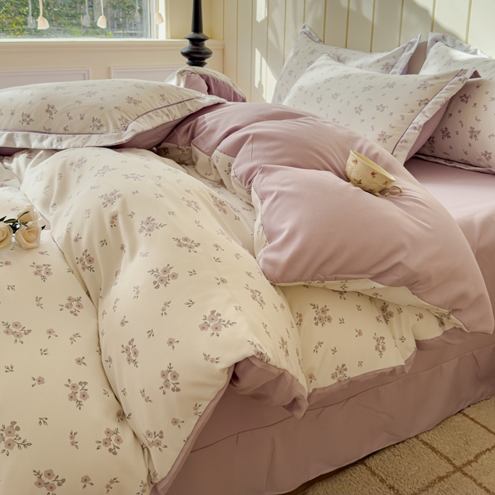 91家纺网 家纺一手货源 找家纺 可思家纺2025新款可思-简单款双层纱套件 紫曦