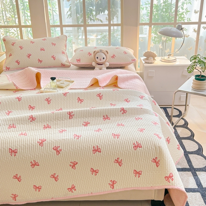 91家纺网 家纺一手货源 找家纺 恒尚居 2025新款全棉床盖床单小清新床垫床褥垫-跑量（四季款） 粉蝴蝶