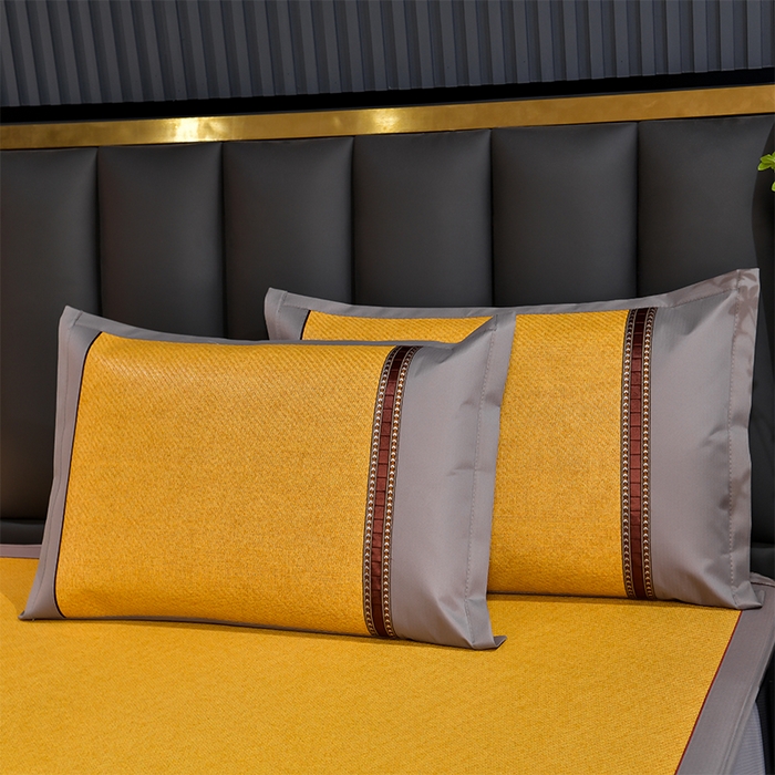 91家纺网 家纺一手货源 找家纺 小牛席业 2025新款加厚款-经典艾草养生席（床笠款）凉席藤席冰藤席冰丝席竹席草席空调席乳胶席豆豆席 艾草养生席-床笠款-黄藤