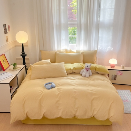 寐居家纺 2025新款全棉水洗棉提花四件套 提花-卡其