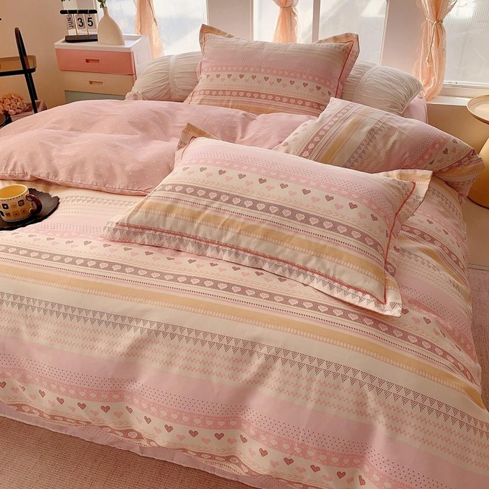 91家纺网 家纺一手货源 找家纺 奈萝家纺2025新款全棉 小号三件套 标准四件套 幸福里粉