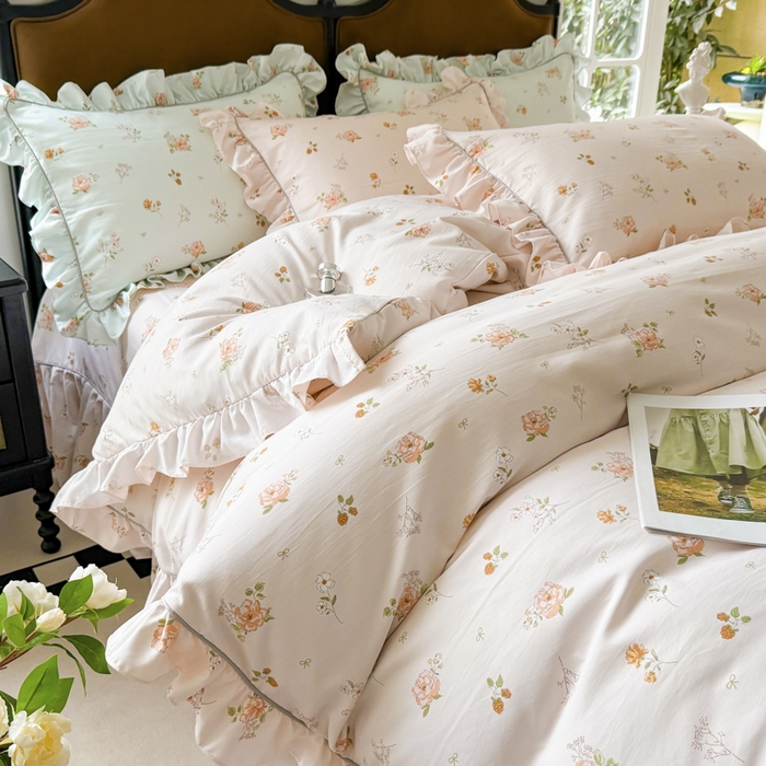 91家纺网 家纺一手货源 找家纺 （总）孑寐家纺 2025新款嵌绳款韩版床裙款四件套