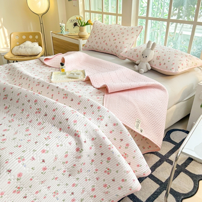 91家纺网 家纺一手货源 找家纺 恒尚居 2025新款全棉床盖床单小清新床垫床褥垫-跑量（四季款） 花语漫漫