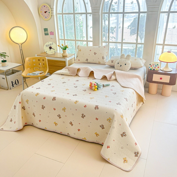 91家纺网 家纺一手货源 找家纺 恒尚居 2025新款全棉床盖床单小清新床垫床褥垫-跑量（四季款） 芭比熊