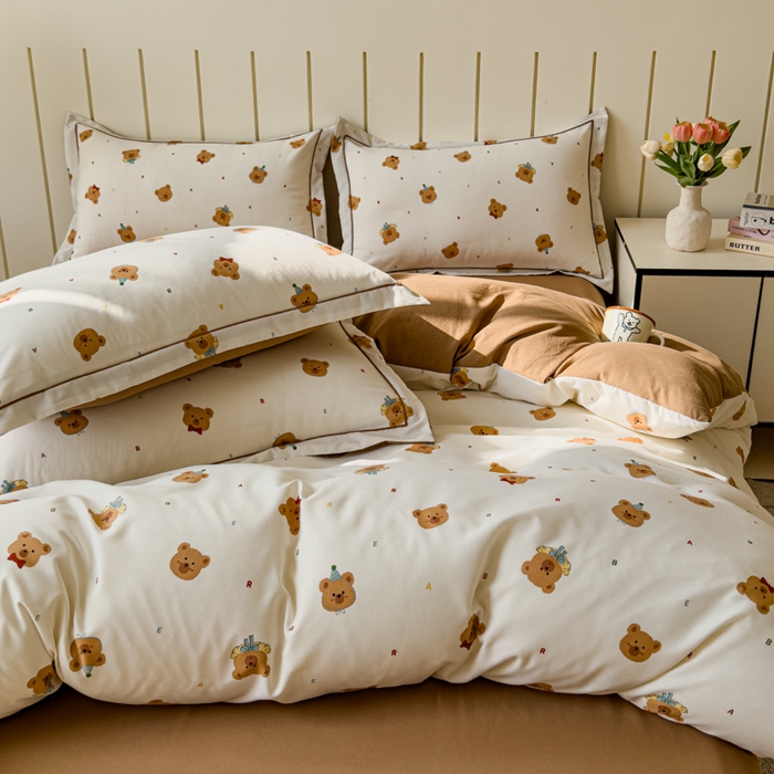 91家纺网 家纺一手货源 找家纺 可思家纺2025新款可思-简单款双层纱套件 迪西熊