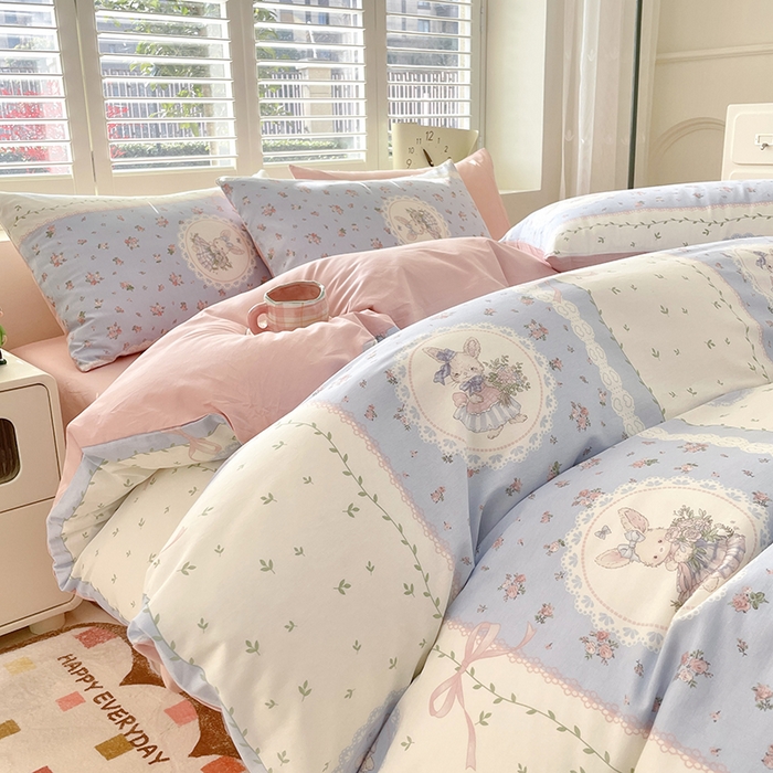 91家纺网 家纺一手货源 找家纺 丫丫家纺   2025全棉13070单被套印花小清新卡通碎花纯棉单品被套枕套（有预缩售后无忧 免费提供买家秀） 可爱丽丝