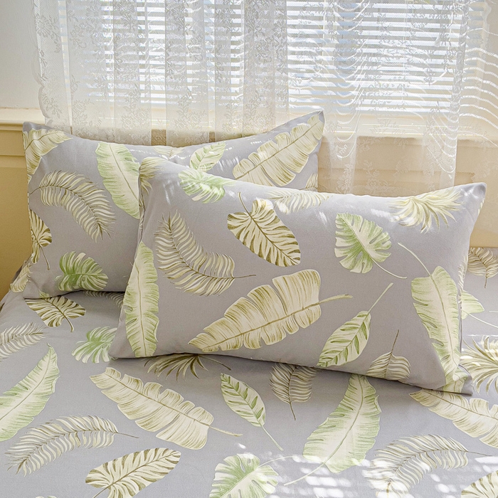 91家纺网 家纺一手货源 找家纺 极梦家纺（支持定制）  2025新款春秋130克加厚植物羊绒磨毛印花单床裙三件套 清浅如叶