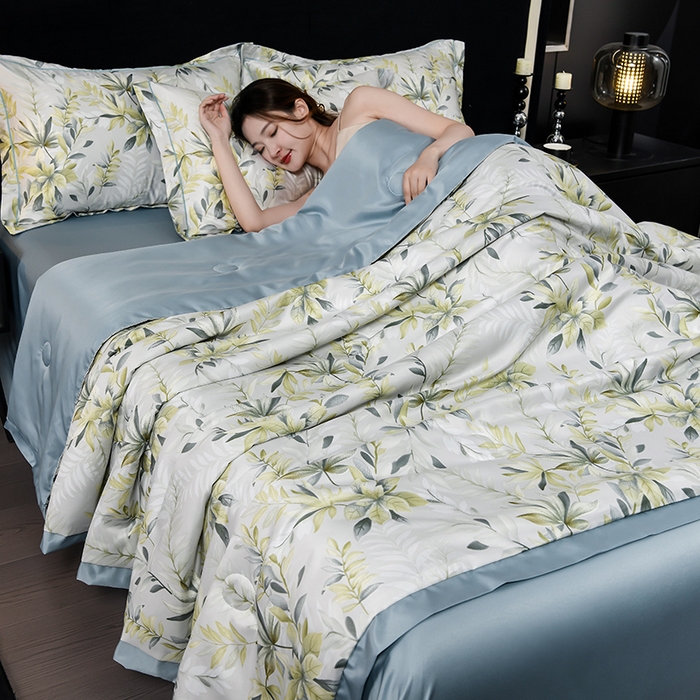 91家纺网 家纺一手货源 找家纺 千嘻汇2025新款水洗天丝真丝夏被四件套夏凉被空调被 森屿