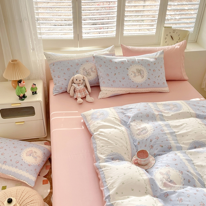 91家纺网 家纺一手货源 找家纺 丫丫家纺   2025全棉13070单被套印花小清新卡通碎花纯棉单品被套枕套（有预缩售后无忧 免费提供买家秀） 可爱丽丝