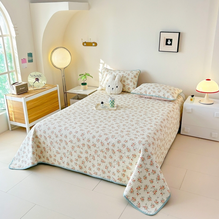 91家纺网 家纺一手货源 找家纺 恒尚居 2025新款全棉床盖床单小清新床垫床褥垫-跑量（四季款） 浪漫花海