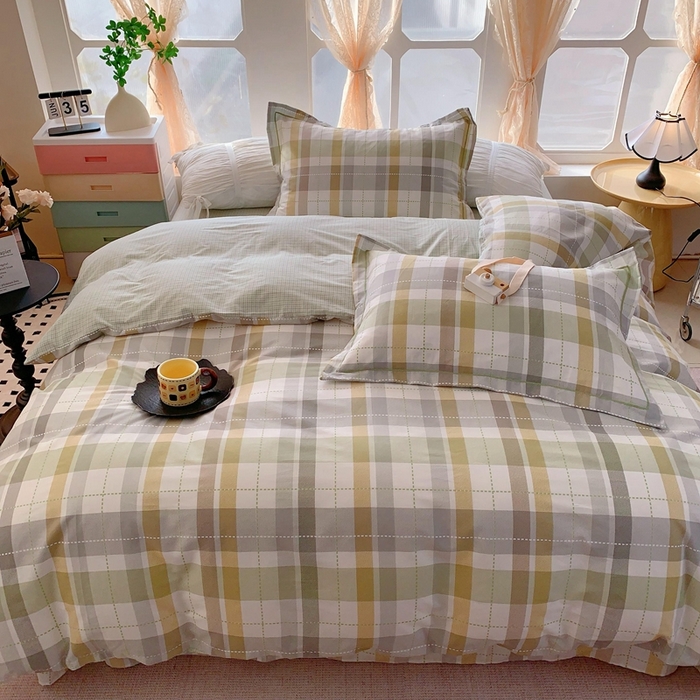 91家纺网 家纺一手货源 找家纺 奈萝家纺2025新款全棉 小号三件套 标准四件套 西格绿