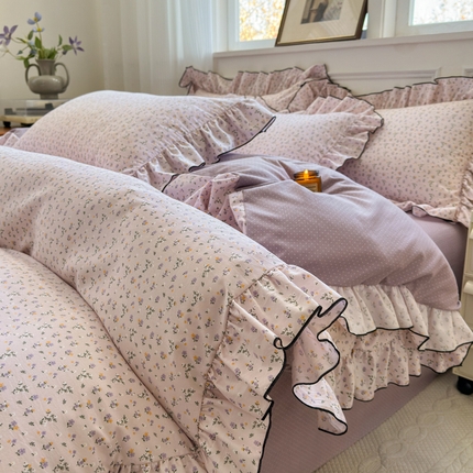 寐居家纺 2025新款韩版舒柔绵四件套 花边款-宁境