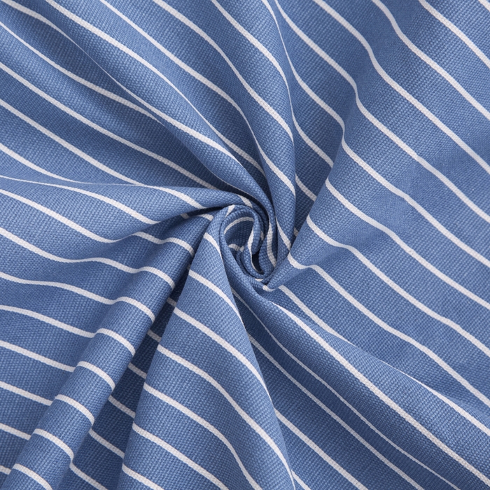 91家纺网 家纺一手货源 找家纺 棉乐町家居  2025新款原棉粗布床笠 条纹蓝