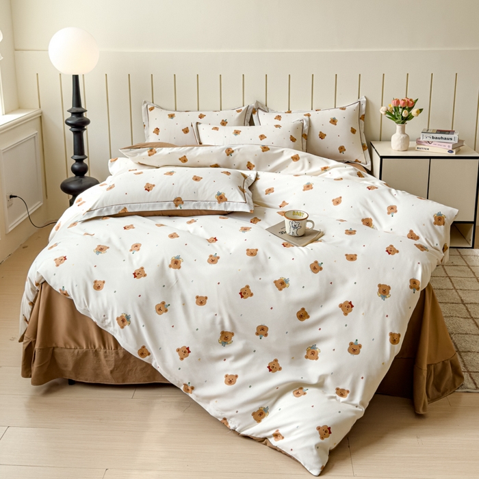 91家纺网 家纺一手货源 找家纺 可思家纺2025新款可思-简单款双层纱套件 迪西熊