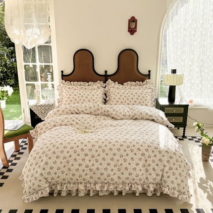 91家纺网 家纺一手货源 找家纺 （总）孑寐家纺 2025新款嵌绳款韩版床裙款四件套