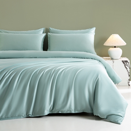 91家纺网 家纺一手货源 找家纺 （总）沃尔居 2025新款全棉长绒棉四件套纯色贡缎纯棉被套床笠款三件套