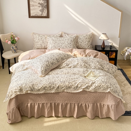 尚美 2025新款A类有氧13070全棉小白边花边床盖四件套 墨尔本