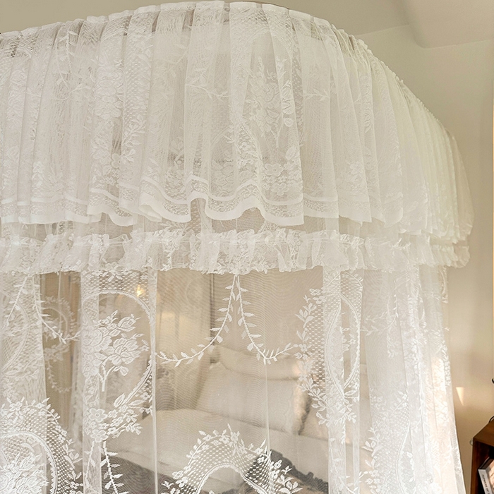 91家纺网 家纺一手货源 找家纺 都市缘蚊帐  2025新款303法式提花蕾丝蚊帐 303薇尔庄园-奶油白