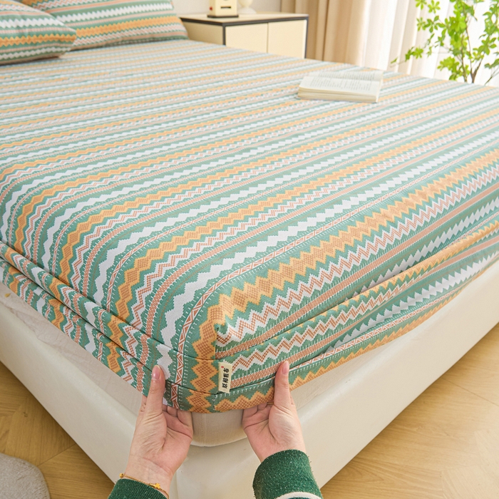 91家纺网 家纺一手货源 找家纺 棉乐町家居  2025新款原棉粗布床笠 向往条致