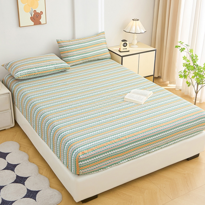 91家纺网 家纺一手货源 找家纺 棉乐町家居  2025新款原棉粗布床笠 向往条致