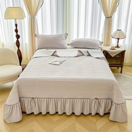 恒爱家纺 2025新款糯糯棉庄生梦蝶夏被床盖四件套-终版 庄生梦蝶-浅灰