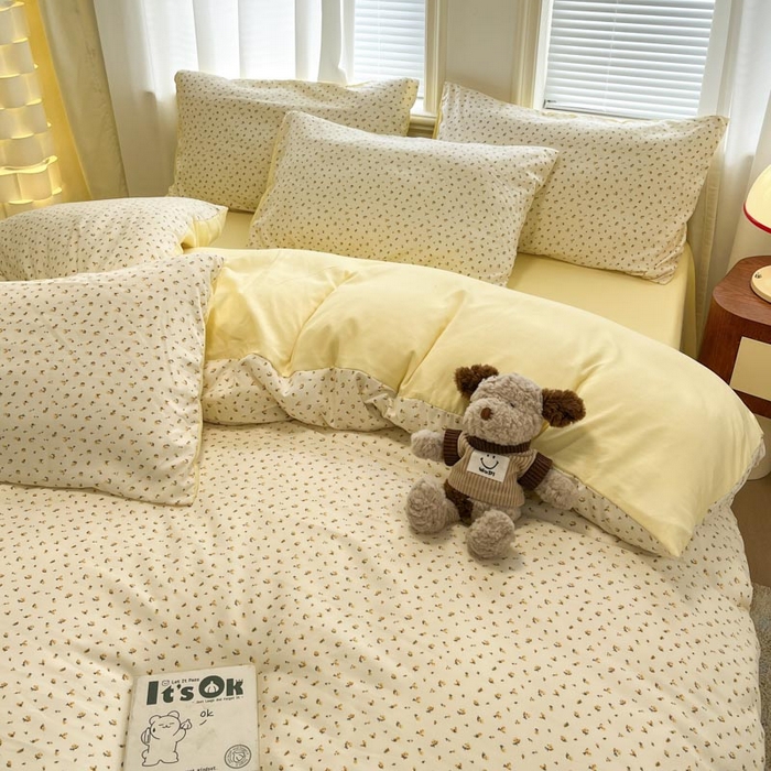 91家纺网 家纺一手货源 找家纺 新印象 2025新款有氧针织棉双层纱四件套幻绮