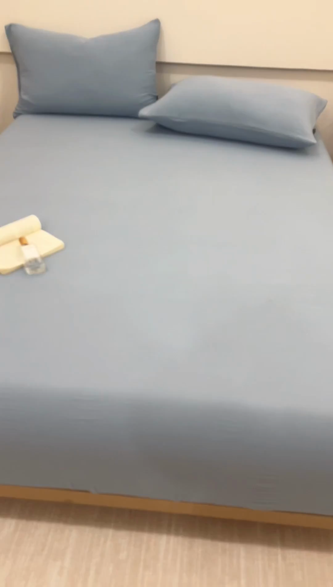 91家纺网 家纺一手货源 找家纺 趣色家纺 2025新款全棉皱皱纱单床笠 雾霾蓝