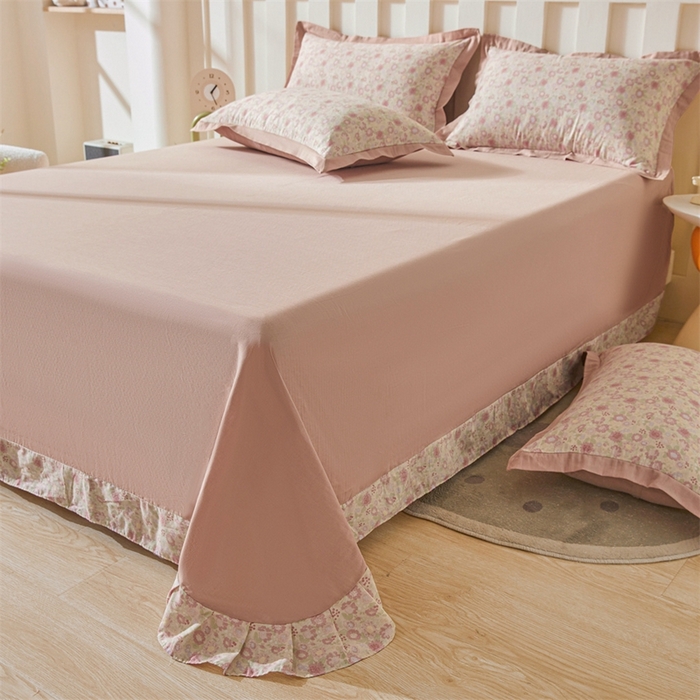 91家纺网 家纺一手货源 找家纺 （总）缦彩 【加微信送买家秀】2025新款母婴级双层纱宽边床单四件套