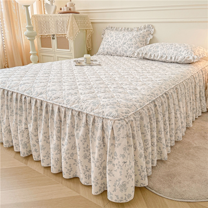 91家纺网 家纺一手货源 找家纺 十个点2025新款针织棉 夹棉床笠式床裙床头罩系列  靘芲（qinghua）