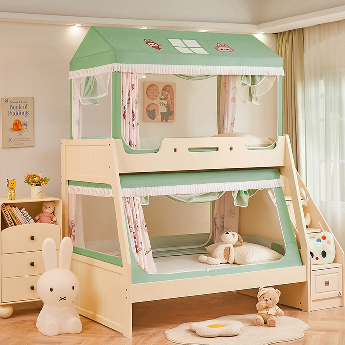 91家纺网 家纺一手货源 找家纺 迪凡保罗蚊帐 2025新款2504专版印花遮光帘上下铺子母蚊帐-城堡款 潮玩俱乐部