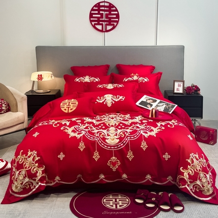 91家纺网 家纺一手货源 找家纺 （总）欧乐蒂 2025新款欧式亲肤棉婚庆四件套