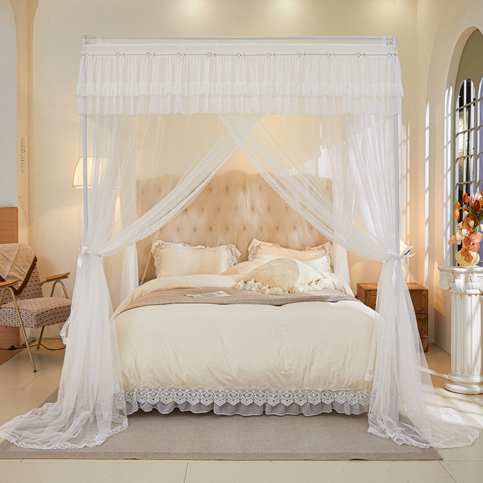 91家纺网 家纺一手货源 找家纺 梦尔佳 2025新款落地款蚊帐-赏心悦目系列860型号 洁白