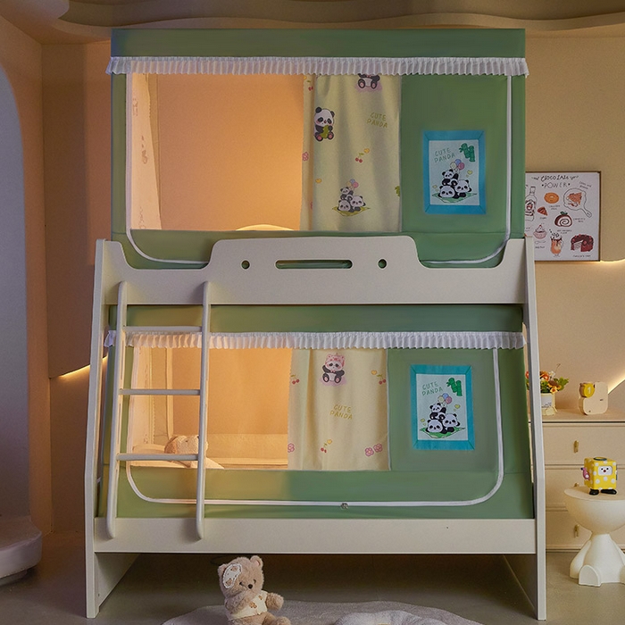 91家纺网 家纺一手货源 找家纺 迪凡保罗2025新款2504专版印花遮光帘上下铺子母蚊帐-常规款 贪吃熊猫