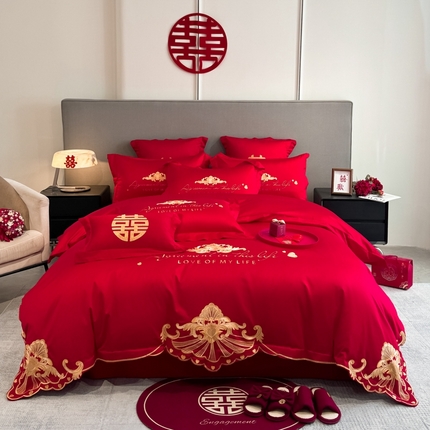 91家纺网 家纺一手货源 找家纺 （总）欧乐蒂 2025新款欧式亲肤棉婚庆四件套