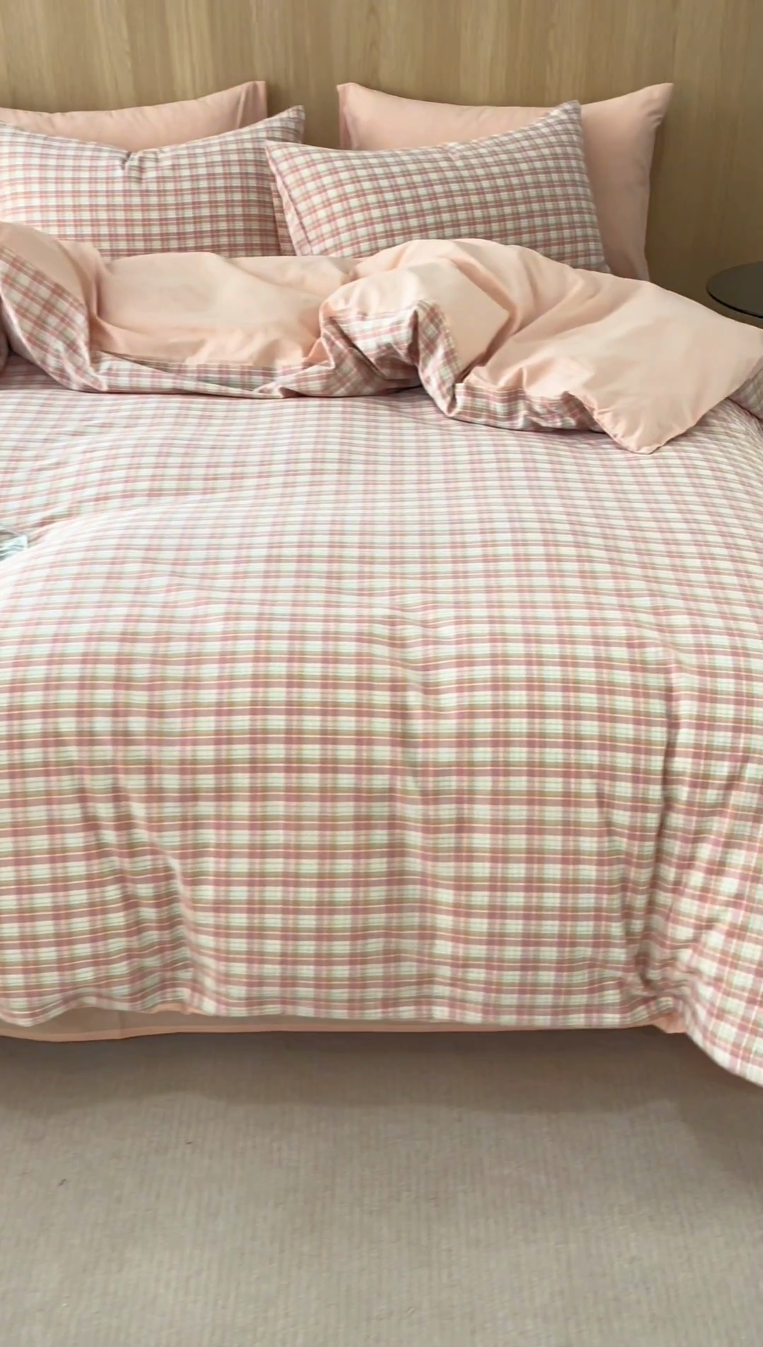 91家纺网 家纺一手货源 找家纺 趣色家纺 2025新款全棉色织水洗棉四件套 恩格尔粉