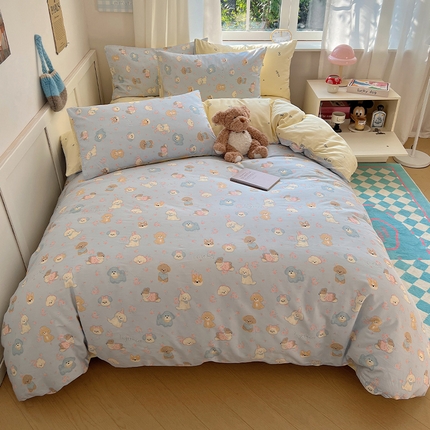 瑞莱 2025春季新款13372全棉印花四件套-卡通系列 狗狗家族（蓝）