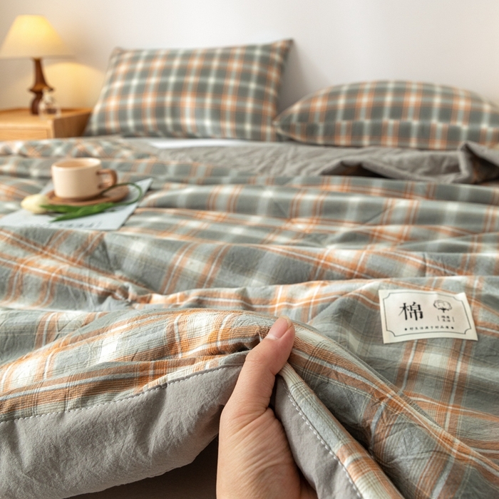 91家纺网 家纺一手货源 找家纺 爱屋及屋  2025新款无印风被子被芯夏凉被空调被 简兮灰