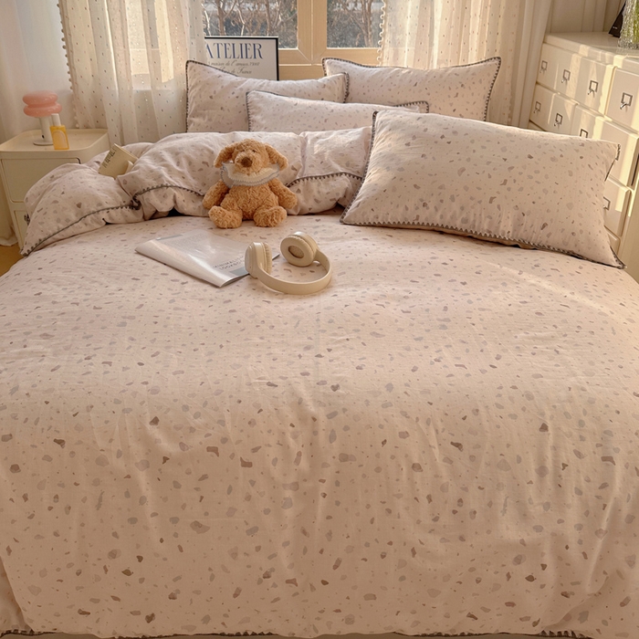 91家纺网 家纺一手货源 找家纺 （总）雅居纺家纺 2025新款全棉贝壳边双层纱四件套