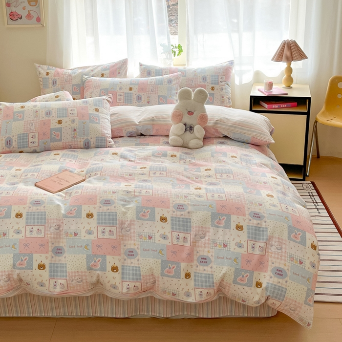 91家纺网 家纺一手货源 找家纺 吉象家纺 2025新款高支密全棉印花四件套12868跑量款 甜心乐园