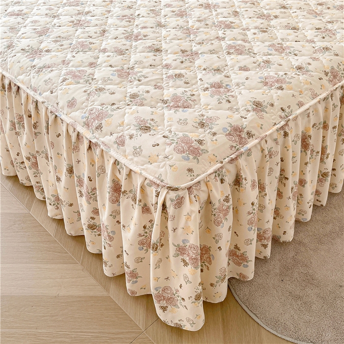 91家纺网 家纺一手货源 找家纺 十个点2025新款针织棉 夹棉床笠式床裙床头罩系列  花香四季