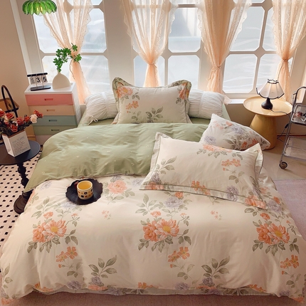 91家纺网 家纺一手货源 找家纺 奈萝家纺 2025新款亲肤小清新全棉四件套 漫日之夏